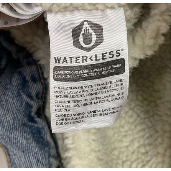 LEVI'S Trucker Jacket Men's Small Blue Denim Jean Cotton Sherpa Lined Light Wash - Picture 11 of 14